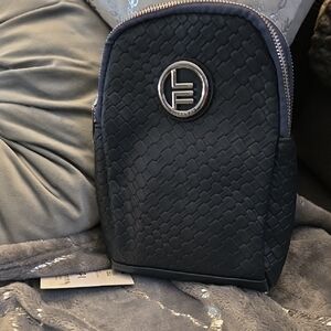 London Fog Stylish Navy Woven Crossbody Bag